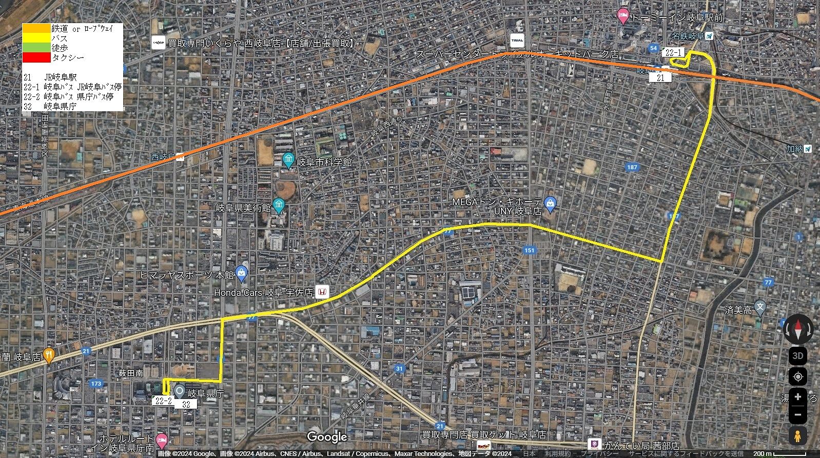 岐阜市南西部の地図